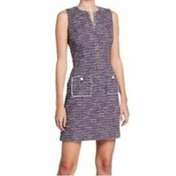 NWT Womens Size 10 Karl Lagerfeld Paris Purple Camilo Tweed Sheath Dress NEW - Picture 1 of 8